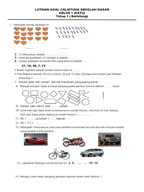 Latihan Soal Calistung Tahap 1 Pdf