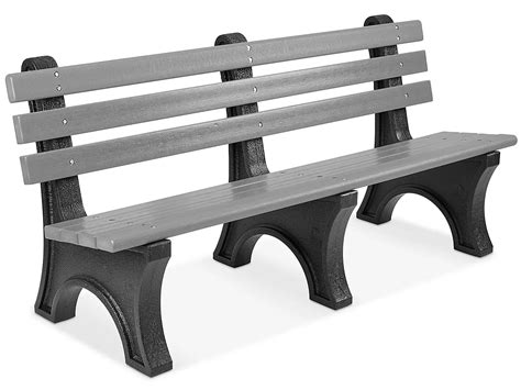 Recycled Plastic Bench with Back - 6', Gray H-2888GR - Uline