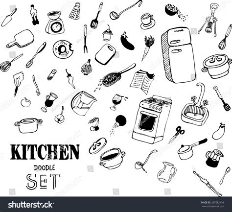 Kitchen Doodle Set Royalty Free Stock Vector 337082438 Avopix