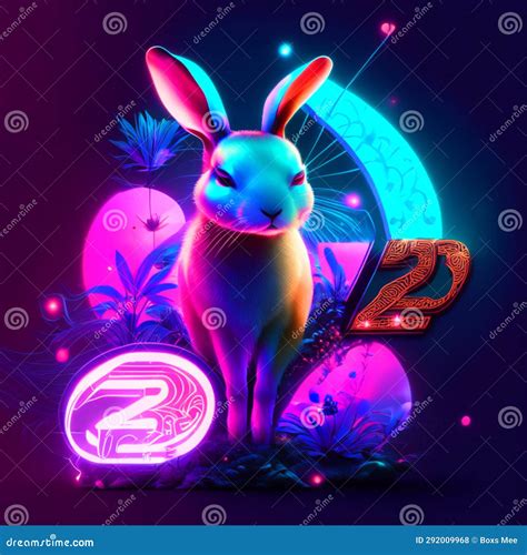 Rabbit Zodiac Sign. Astrological Horoscope. Zodiac Sign in Neon Style ...