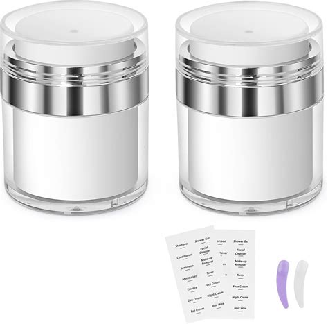 Amazon 2 Pack 1 7 Oz Airless Pump Jars Empty Acrylic Cosmetic