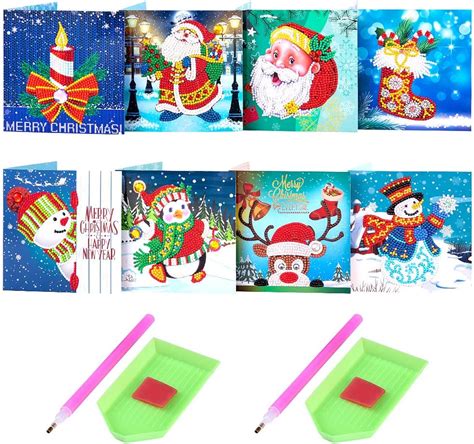 Gukasxi Pieces Christmas Cards D Diy Diamond Painting Cards Merry