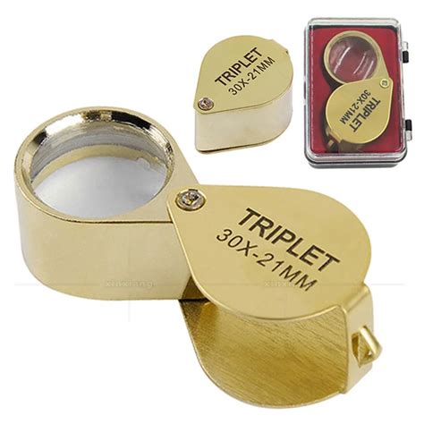 30x Folding Pocket Jeweler Magnifier Golden Color Foldable Magnifying Glass Portable Jewelry