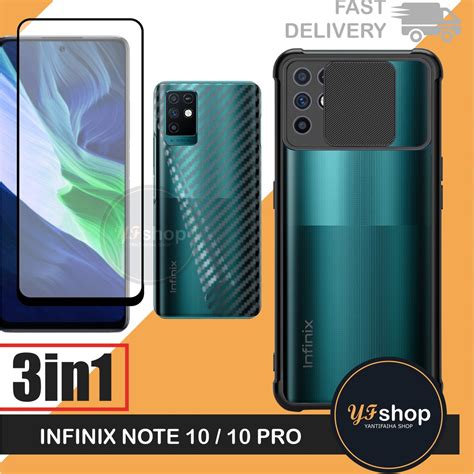 Jual Paket 3in1 Hard Case Infinix Note 10 Note 10 Pro Casing Slide