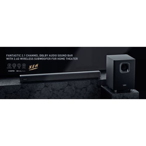 2.1 Channel Dolby Audio Sound Bar with 2.4G Wireless Subwoofer, Bluetooth 5.0, 120W, 34-inch ...