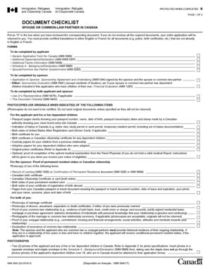 Fillable Online Cic Gc Imm E Document Checklist Spouse Or Common