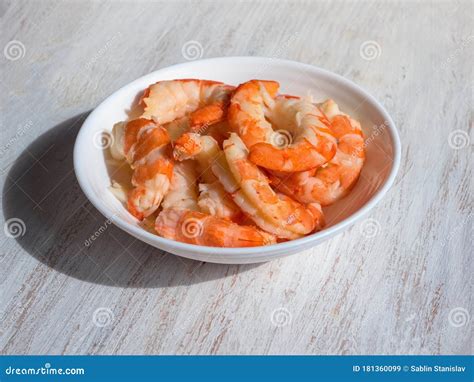 Gambas Peladas En Un Bol Gambas Gigantes Cocinadas Se Acercan Imagen