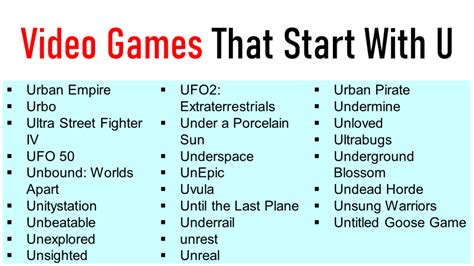 50 Video Games That Start With U Mobile And PC Games EngDic