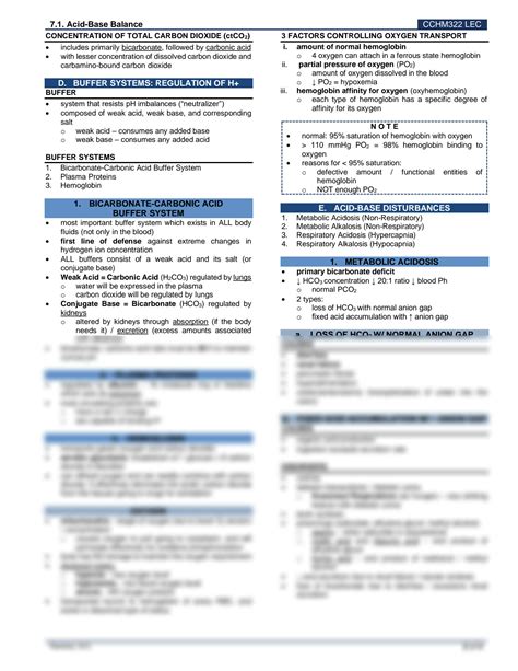 SOLUTION Cchm Lec 7 1 Acid Base Balance Studypool