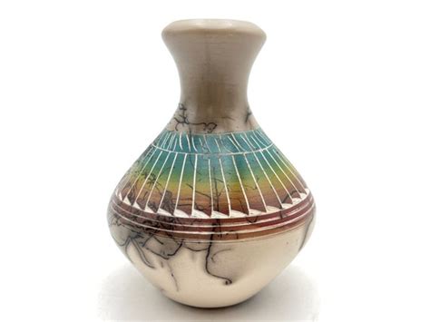 Native American Pottery Horse Hair Vase Handmade Hand Painted Etsy