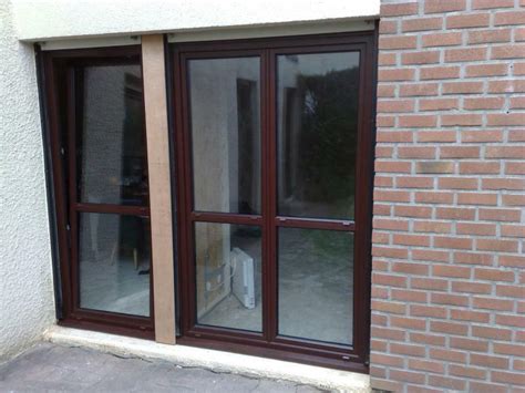 fenêtre pvc plaxé marron acajou