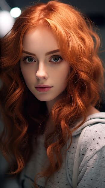 Premium Ai Image Beautiful Woman With Long Red Curly Hair Red Head