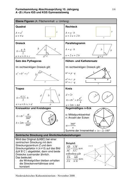 Formelsammlung Mathematik Pdf