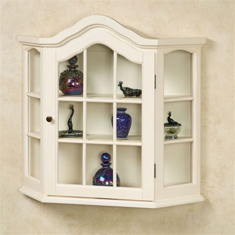 Amelia Wooden Wall Curio Cabinet Whitewash Wall Curio Cabinet Curio