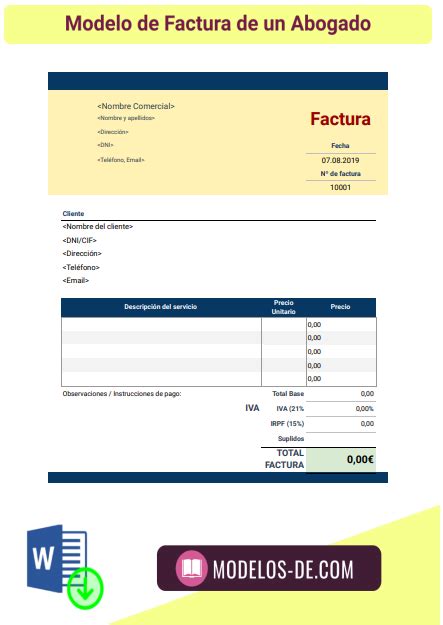 Modelos De Facturas En Word Y Excel Descarga Gratis