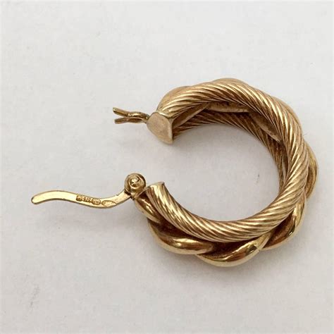 Gold Hoop Earrings Twisted Rope Braided Nautical Vintage Jewelry Chunky Hoops At 1stdibs Gold