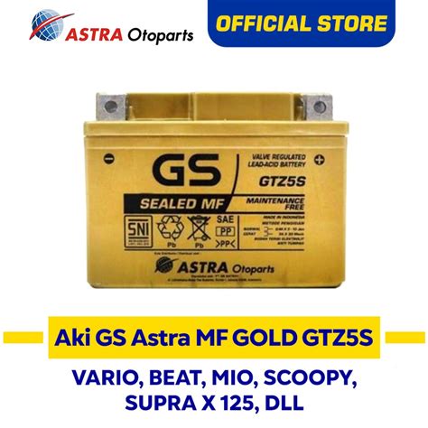 Jual Aki Motor GS ASTRA MF Maintenance Free Kering Gold GTZ 5S GTZ5S