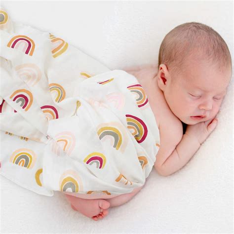 Lifetree Baby Muslin Swaddle Blanket Rainbow Print Newborn Muslin