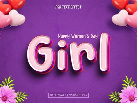 Premium PSD International Womens Day Text Effect