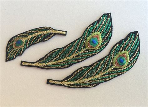 Iron On Green Peacock Feather Applique Iron By Kneecapsbyaliljoy