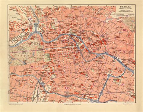 Berlin Historischer Stadtplan Karte Lithographie Ca 1912 Archiv Hi