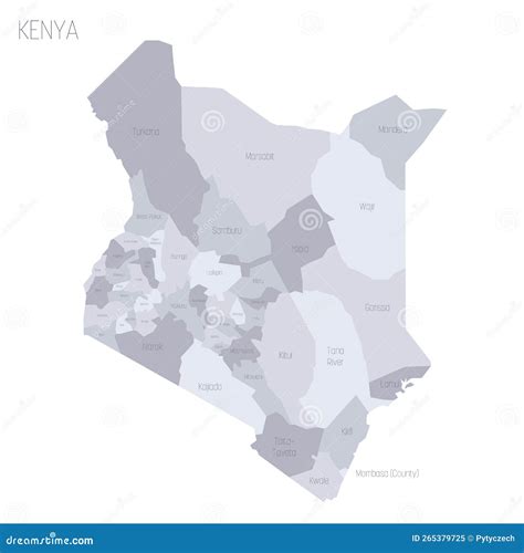 Kenya Political Map Of Administrative Divisions Stock Vector