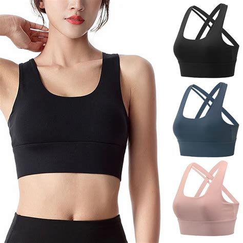 Summark Sports Bra For Women Criss Cross Back Padded Strappy Sports