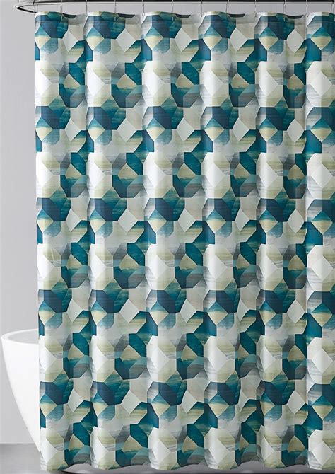 Modern Geometric Blue Green Shower Curtain For Bathroom Walmart