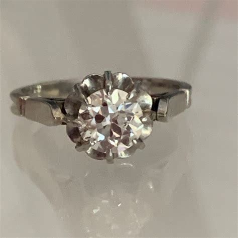 2414 Bague Solitaire Or Gris Platine Diamant 0 75 Ct