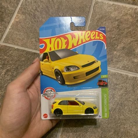 Mattel Toys Hot Wheels 99 Honda Civic Type R Ek9 Yellow Black Hw Hatchbacks 2525 Poshmark