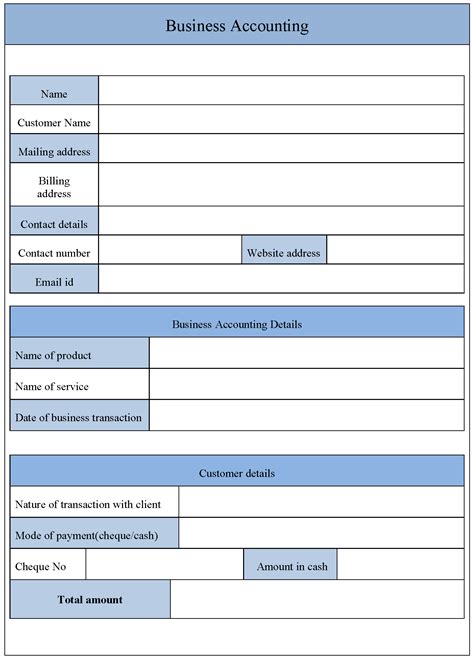 Business Accounting Form Editable Forms