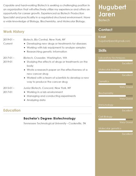 Biotech Resume Examples