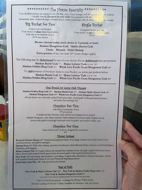 Menu Cracked Crab
