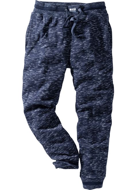 Comfortabele Heren Joggingbroek Met Geribde Boorden Donkerblauw Gem Leerd