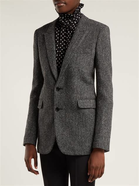 Herringbone Wool Tweed Blazer Saint Laurent MATCHESFASHION