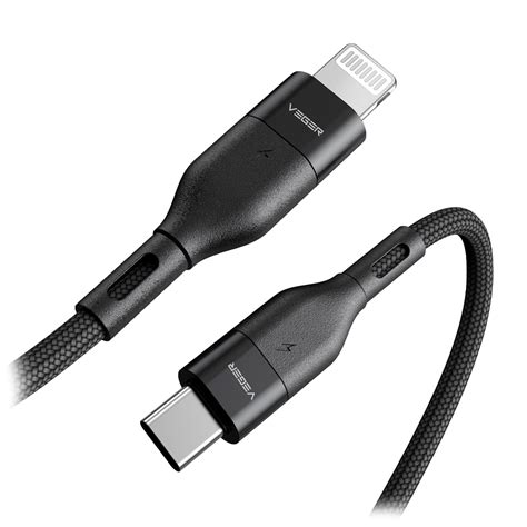 Câble USB C et Lightning Tressé Charge rapide de 65 W Longueur 1 2 m