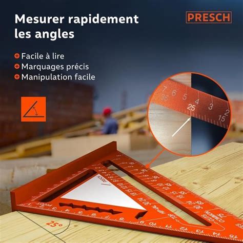 Équerre de menuisier 180mm Surface innovante effaçable Aluminium