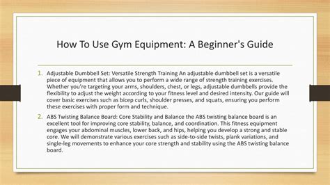 Ppt How To Use Gym Equipment A Beginners Guide Powerpoint