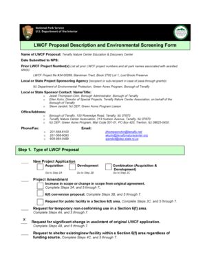 Fillable Online State Nj Lwcf Proposal Description And Environmental