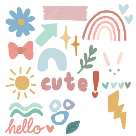 Colorful Cute Doodle Png Picture Colorful Cute Doodle Set Colorful