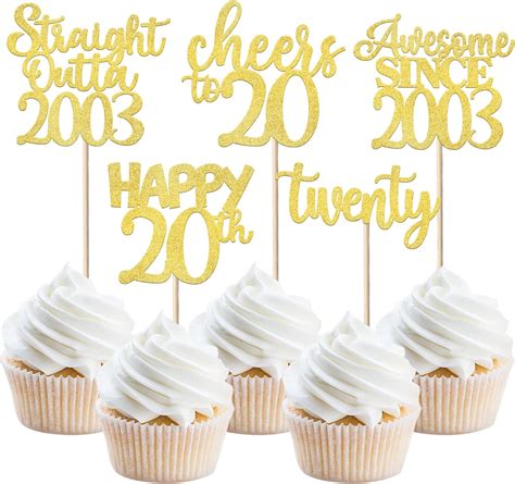 Amazon 30 Pack 20th Birthday Cupcake Toppers Glitter Straight