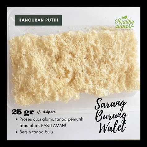 Bird Nest Sarang Burung Walet Putih Hancuran Premium Gram Lazada