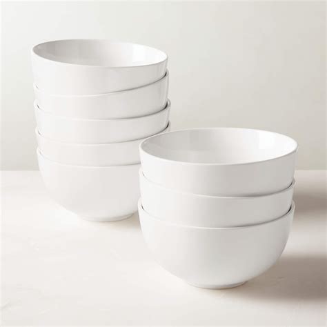 Contact Modern White Soup/Cereal Bowl Set of 8 + Reviews | CB2