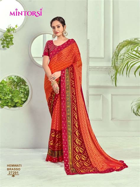 Varsiddhi Mintorsi Hemvati Brassi Chiffon Saree New Collection