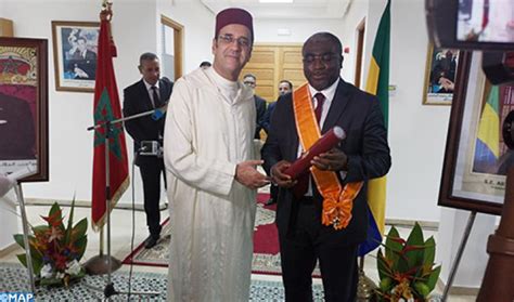 L Ancien Ambassadeur Du Gabon Au Maroc D Cor Du Grand Cordon Du Wissam