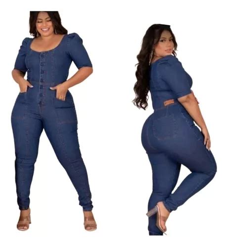 Macac O Pantalona Manga Bufante Plus Size Chic Ao Luxo