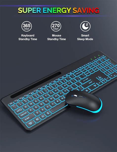 Wireless Keyboard And Mouse With Backlit Effects Rechargeable