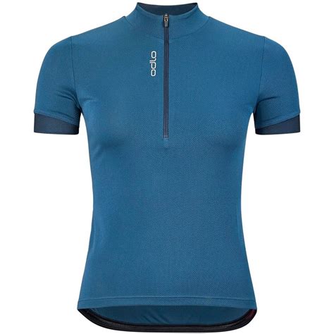 Odlo Maillot Cyclisme Femme Essentials Half Zip Blue Wing Teal