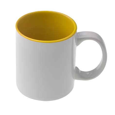 Mugs 11oz Two Tone Coloured Mugs Yellow Longforte Longforte