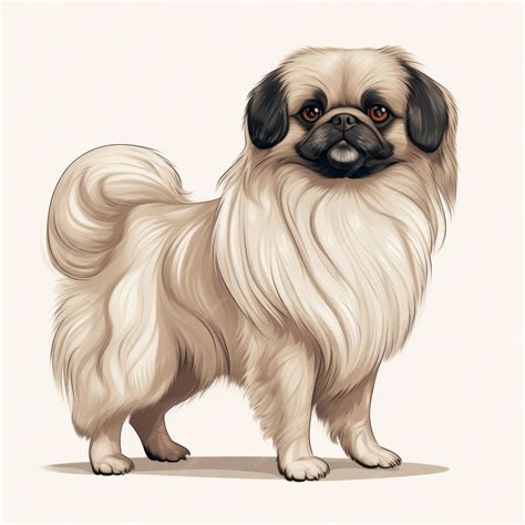 Premium Photo Realistic Pekingese Dog Illustration With Bobbed Tail